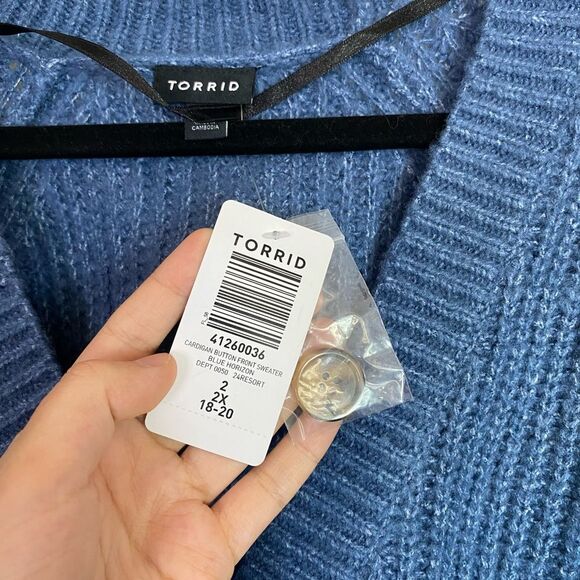 Torrid Blue Cardigan Button Front Sweater, Soft, With Stretch size 3X NWT - Picture 15 of 15